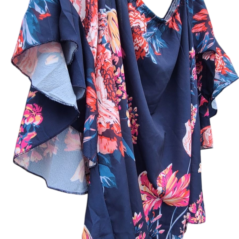 Women's Off-The-Shoulder Vibrant Floral Blouse - Size Large - Picture 10 of 15
